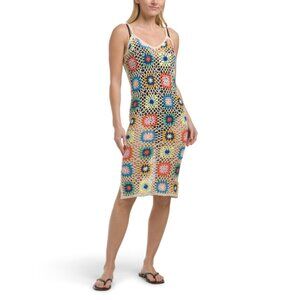 SENSEA Natural Sleeveless Full Crochet Maxi Swim Cover-up Dress